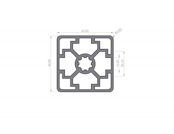 Aluminiumprofil 45x45 Nut 10 B-Typ 4N